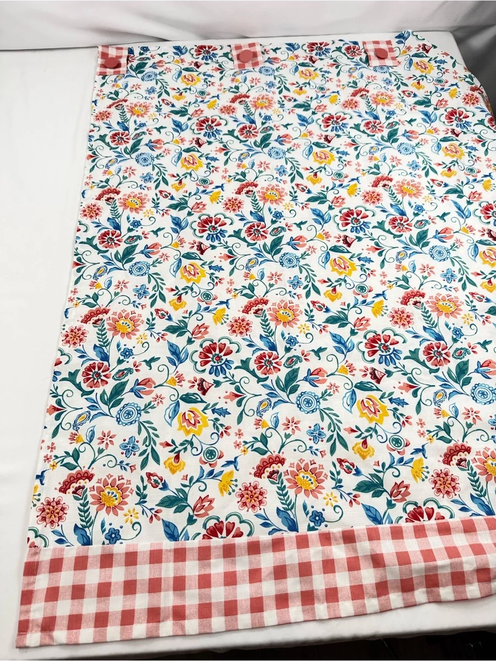 Set of 4 The Pioneer Woman Coral Gingham & Multicolor Floral Curtains